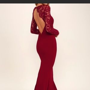 Lulus whenever you call dress in wine lace Medium